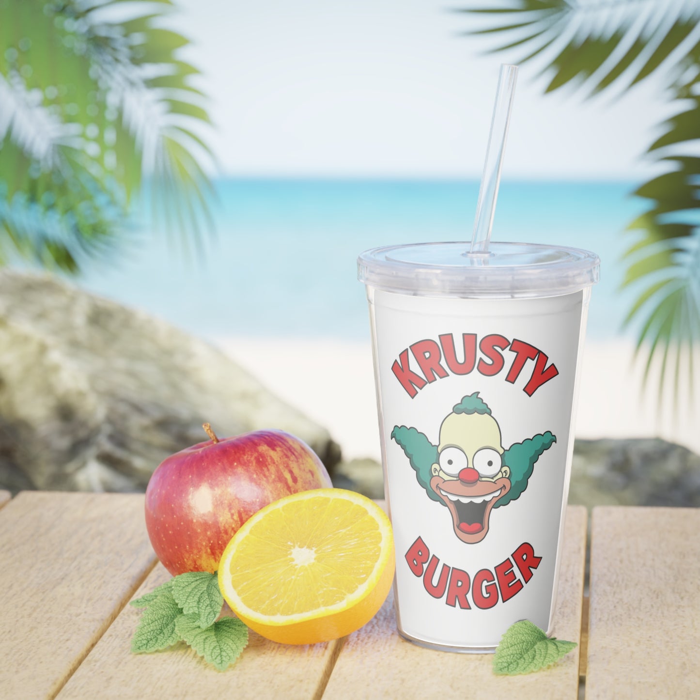 Krusty Drink plastic tumbler w/ straw