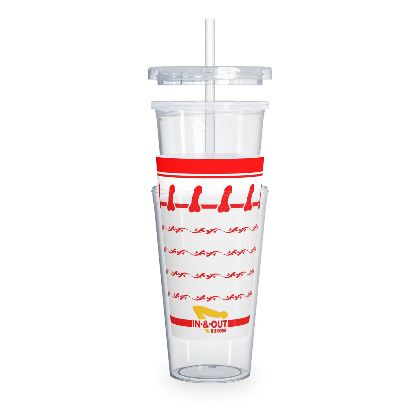 IN & OUT plastic tumbler w/ straw