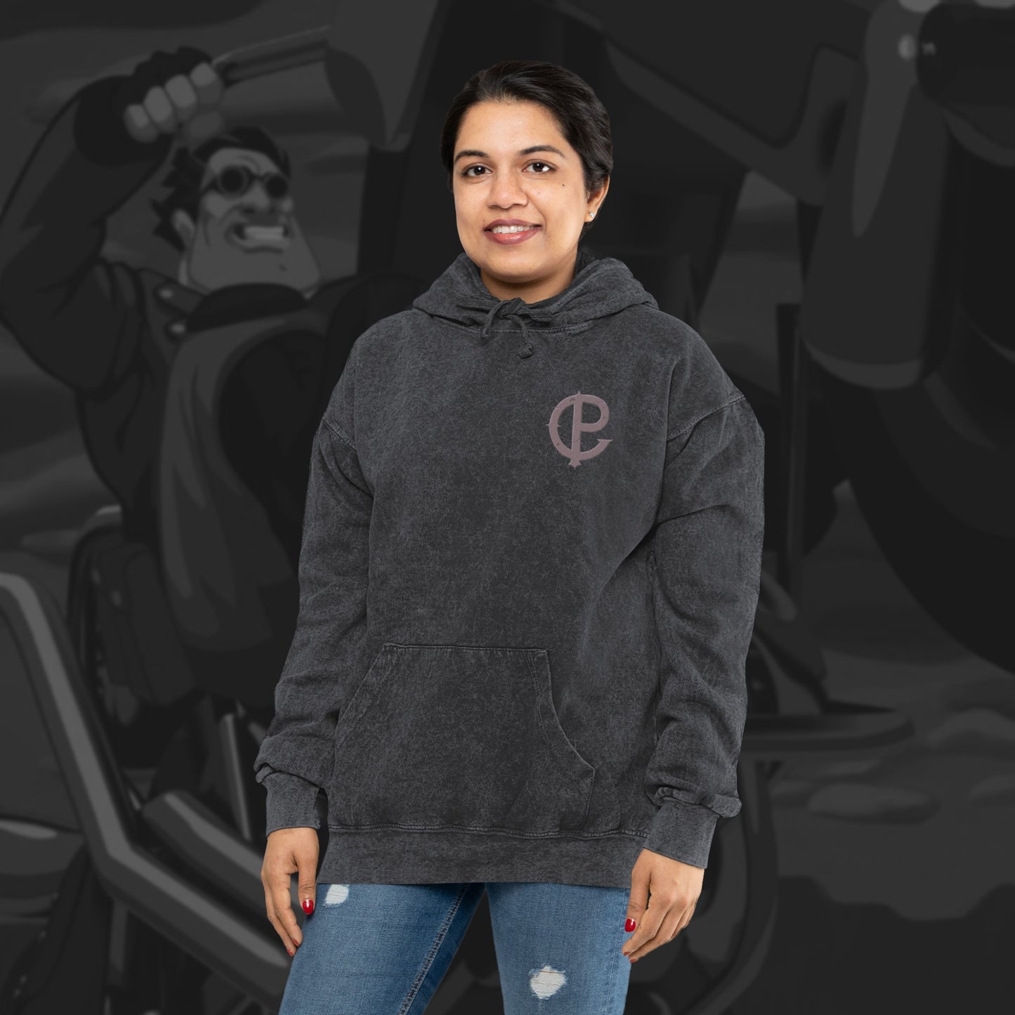 Full Throttle Polecats mineral wash pullover hoodie