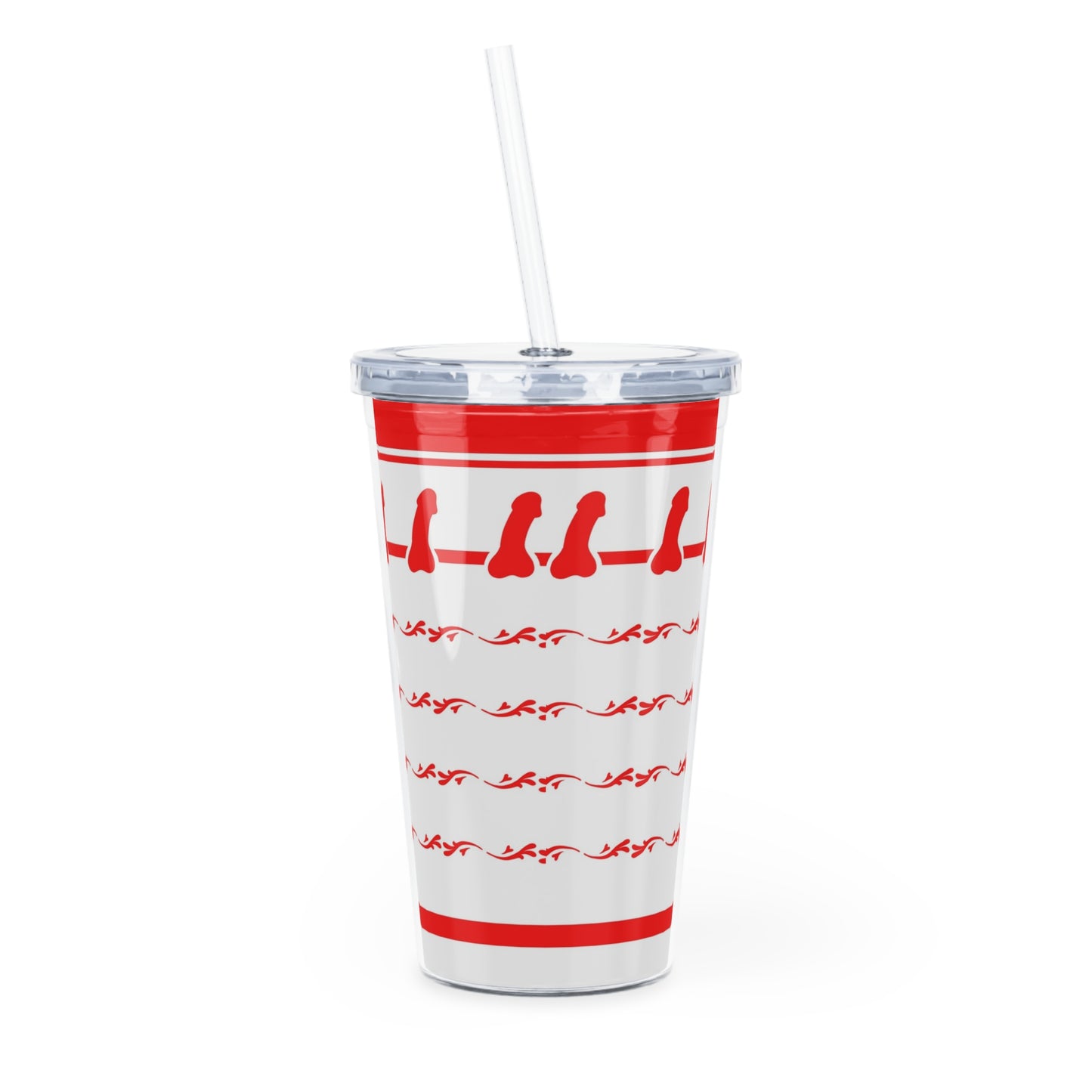 IN & OUT plastic tumbler w/ straw