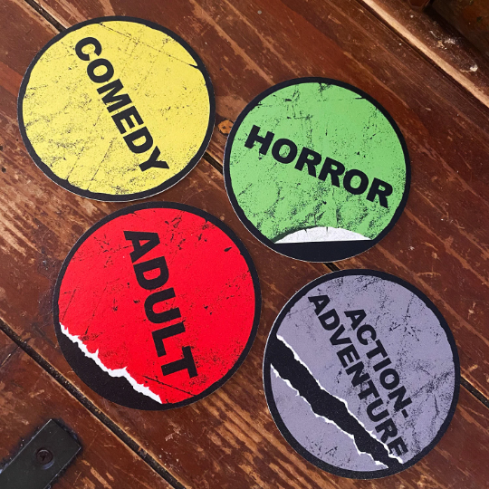 Video Store Sections coaster SET OF 4