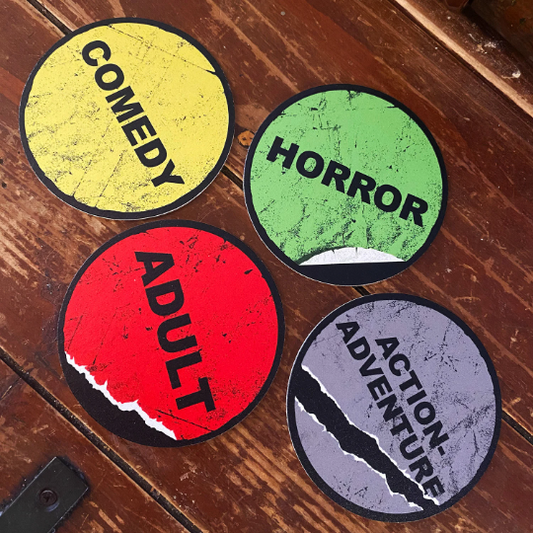 Video Store Sections coaster SET OF 4