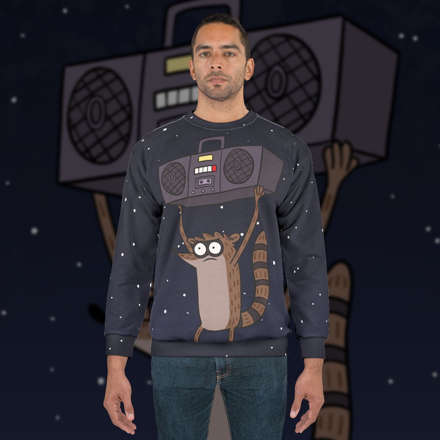 Rigby Boombox All-over print crewneck sweatshirt