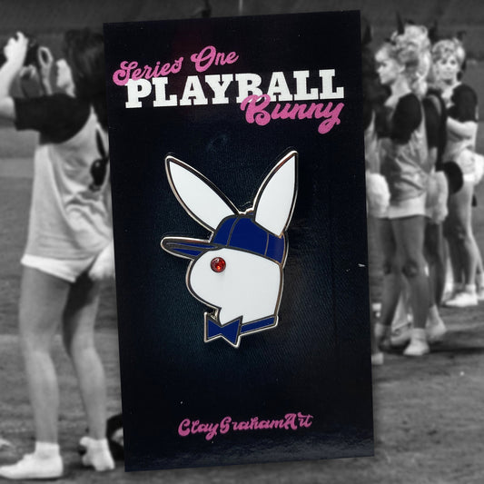 Playball Bunny hard enamel pin w/ gem "eye"