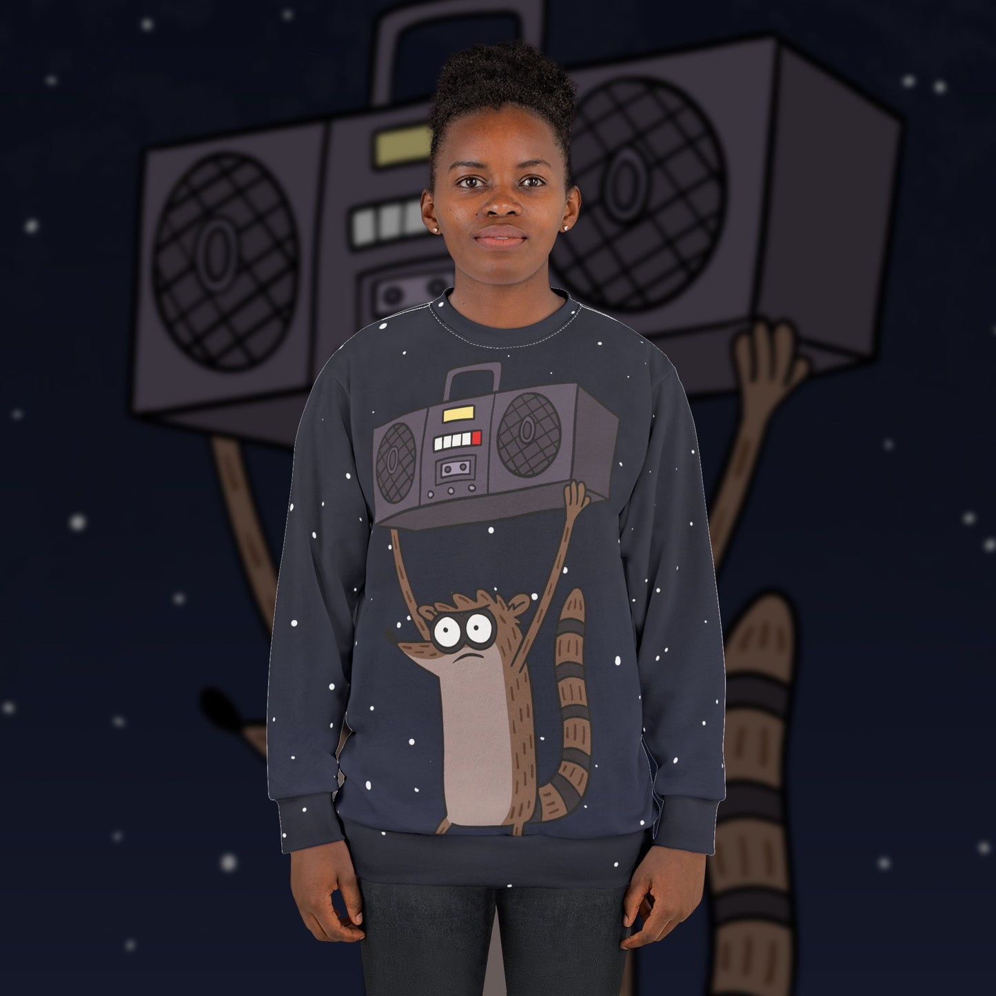 Rigby Boombox All-over print crewneck sweatshirt