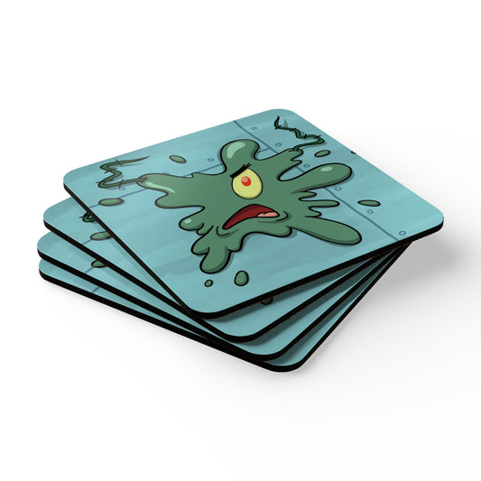 Walking the Plankton corkwood coaster set