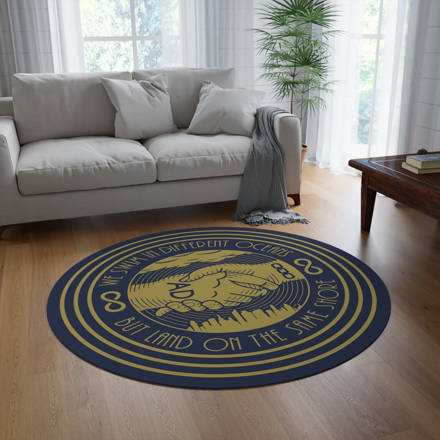 Two Oceans round rug