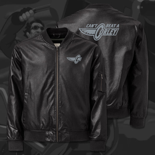 Can't Beat a Corley faux leather bomber jacket