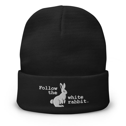 Follow the white rabbit. beanie