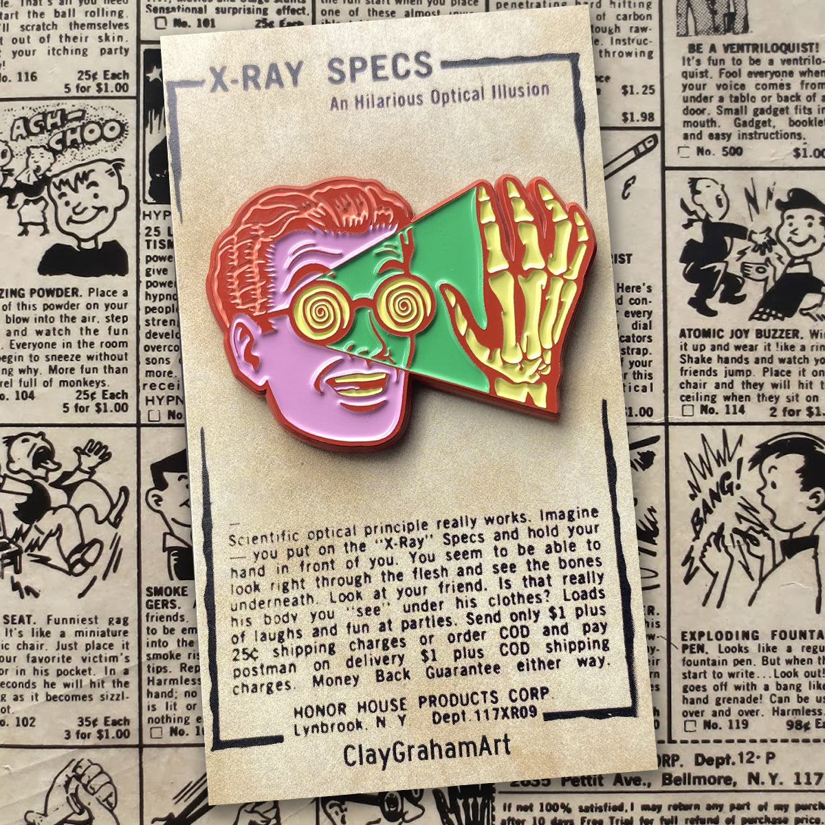 Protect Ya Specs 1.75" soft enamel pin