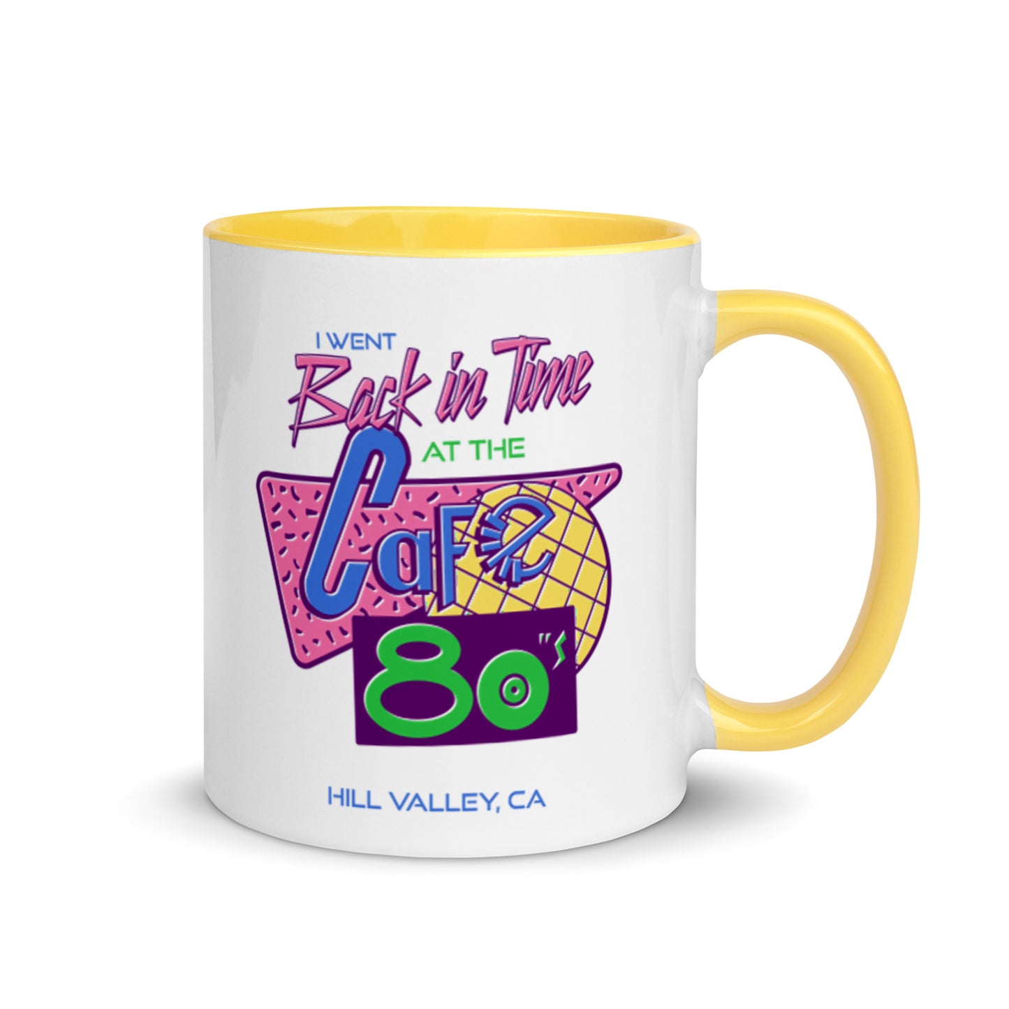 Cafe 80s ceramic mug with color inside